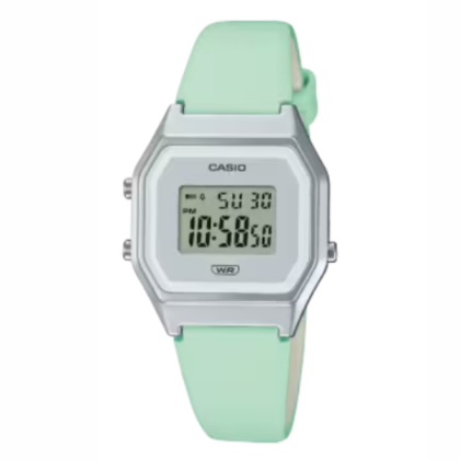 Casio Vintage LA680WEL-3 Green Leather Band Women Watch